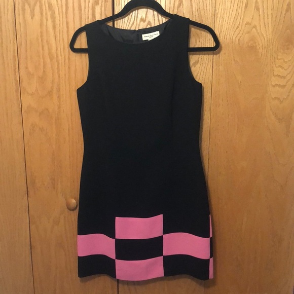 Amanda  SMITH Black & Pink Color Block Dress Size 4P - Picture 1 of 9